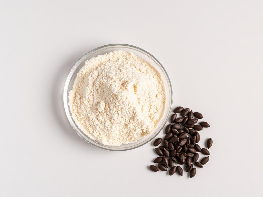 5-HTP shown as a neutral studio product photograph of the bulk material