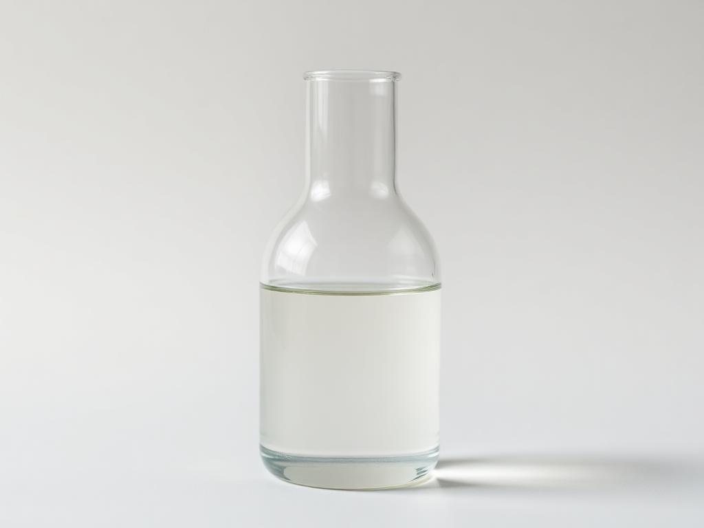 Colorless acetic acid liquid in a plain glass vessel — studio category illustration