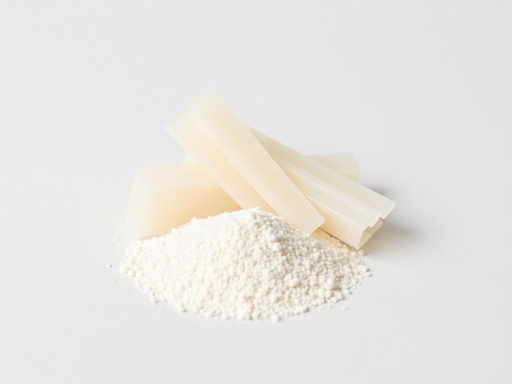 Agar shown as a neutral studio product photograph of the bulk material