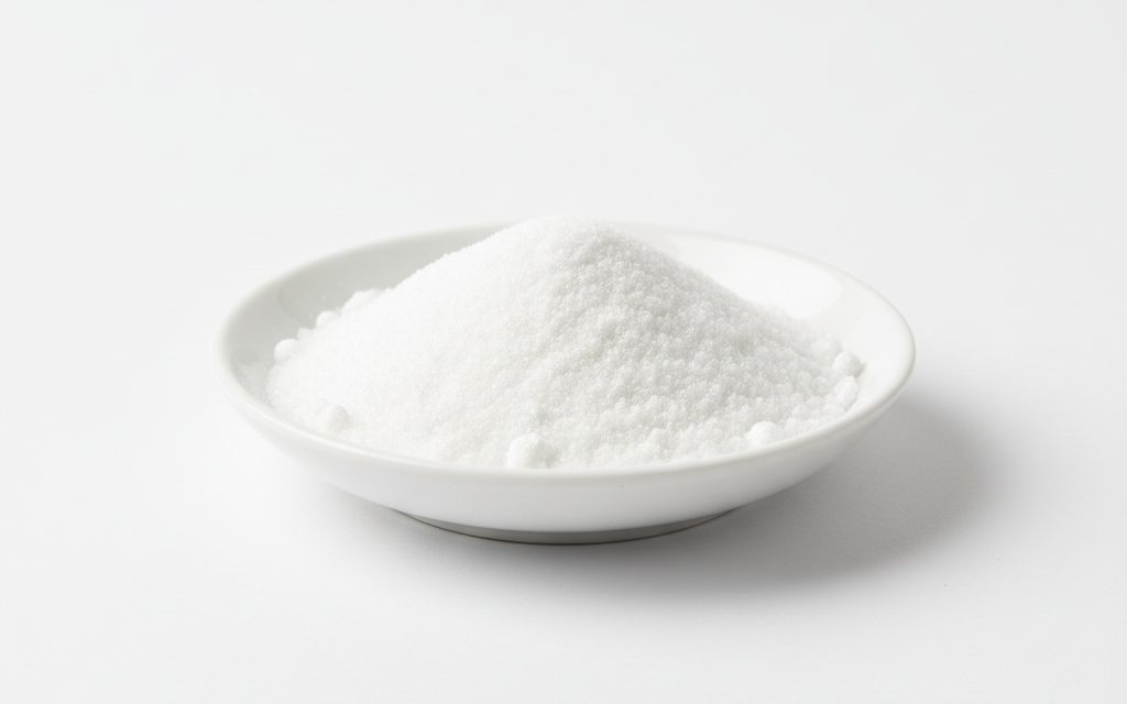 Grade confirmed at quotation — fine white crystalline powder, water-soluble, exhibiting a clean appearance without visible impurities or discolorations in bulk form, studio product photograph