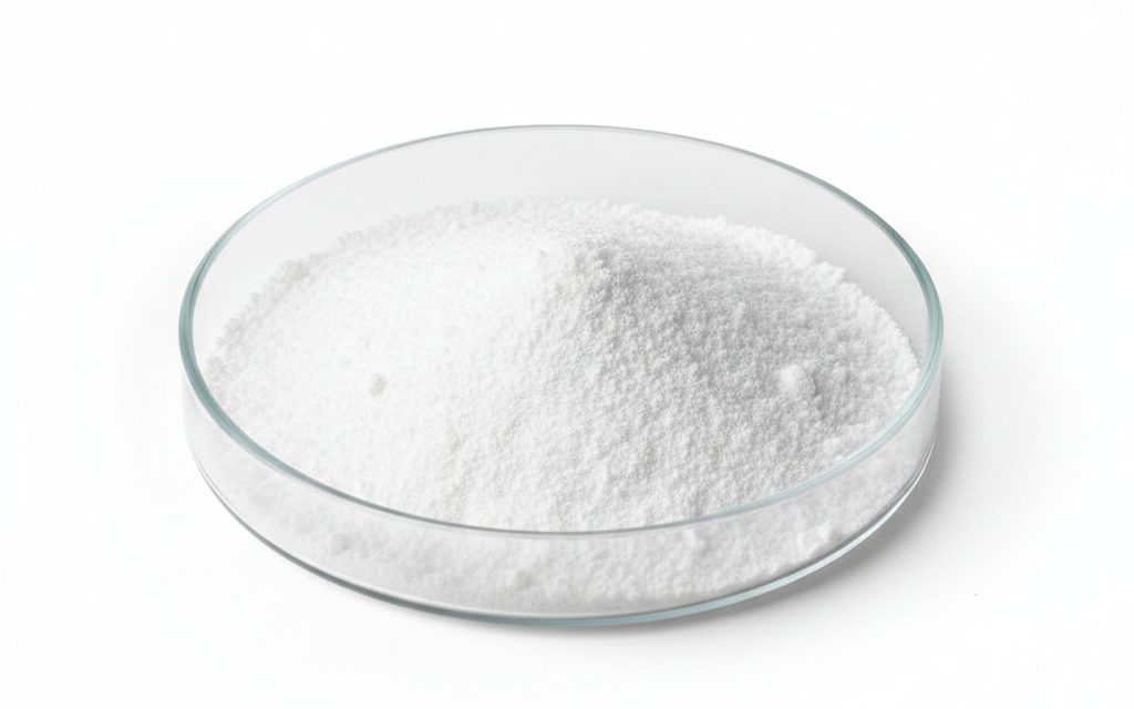 Grade confirmed at quotation — bright white, dry crystalline powder with a fine texture, appearing matte and non-clumping during commercial bulk handling, studio product photograph