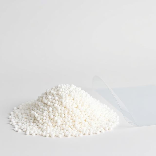 Anti-block and slip additive masterbatch pellets shown as a neutral studio product photograph