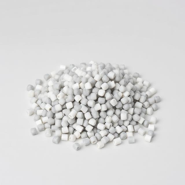 Permanent anti-static masterbatch pellets shown as a neutral studio product photograph