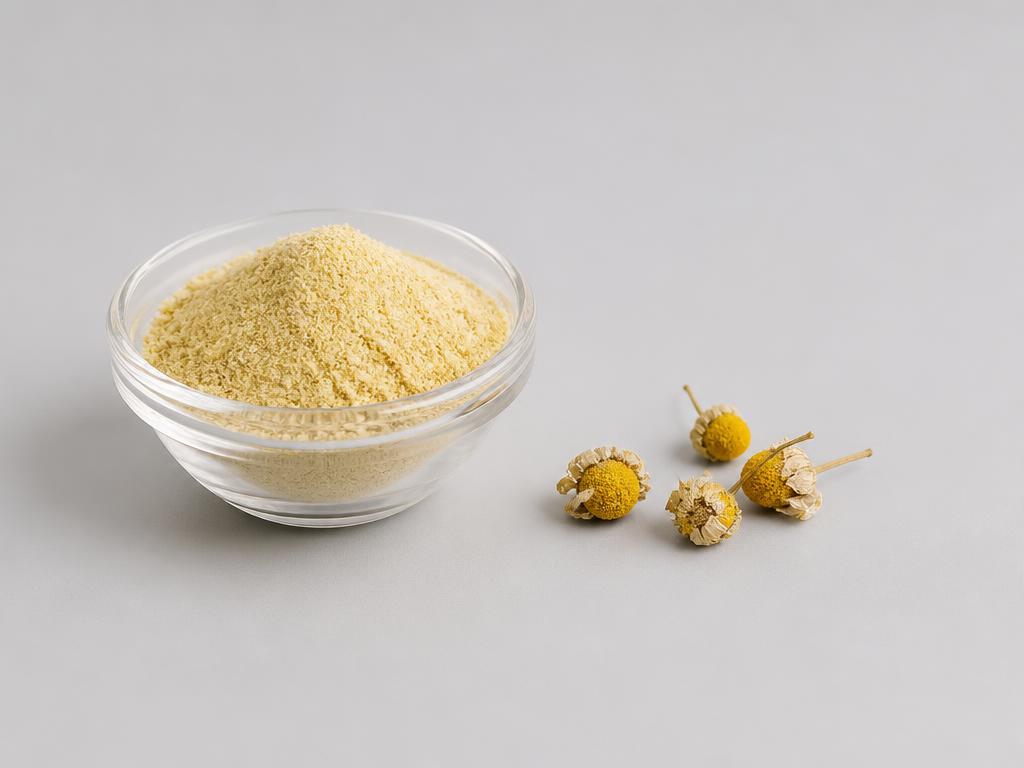 Apigenin shown as a neutral studio product photograph of the bulk material