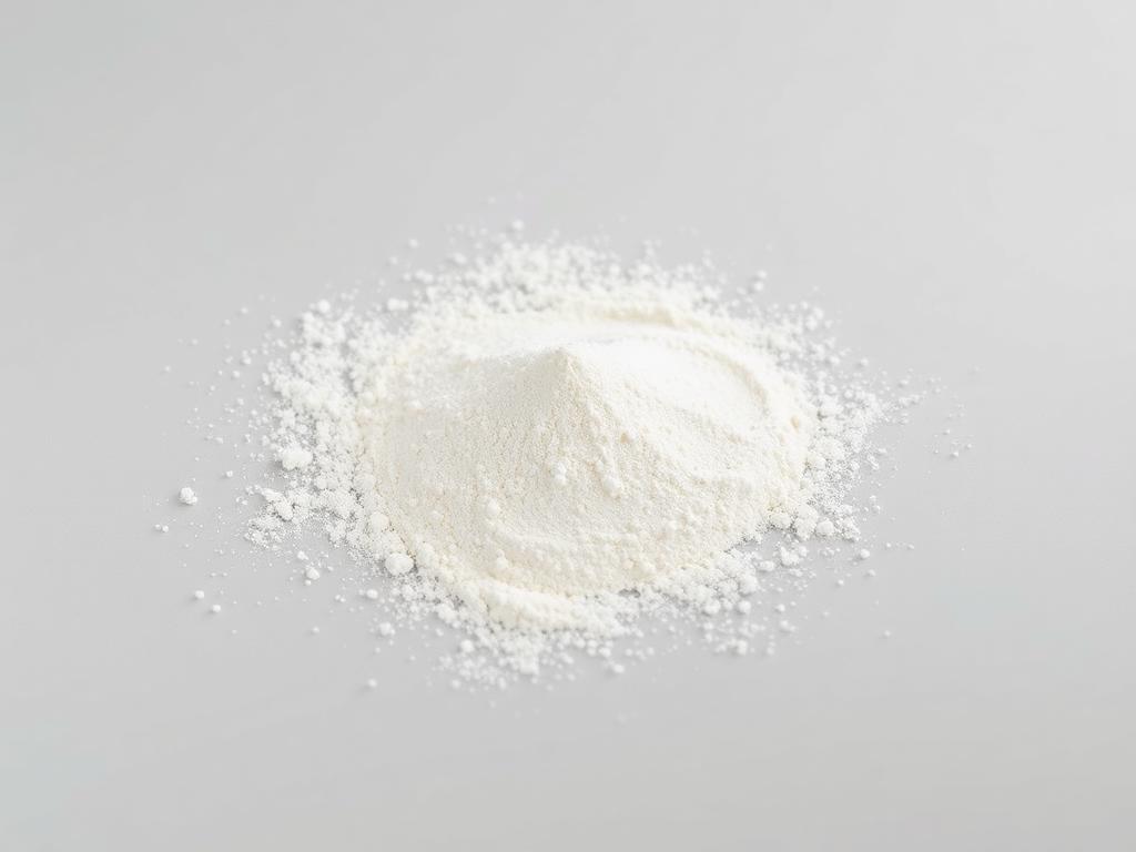 Ascorbyl palmitate shown as a neutral studio photograph of a pale cream fine powder