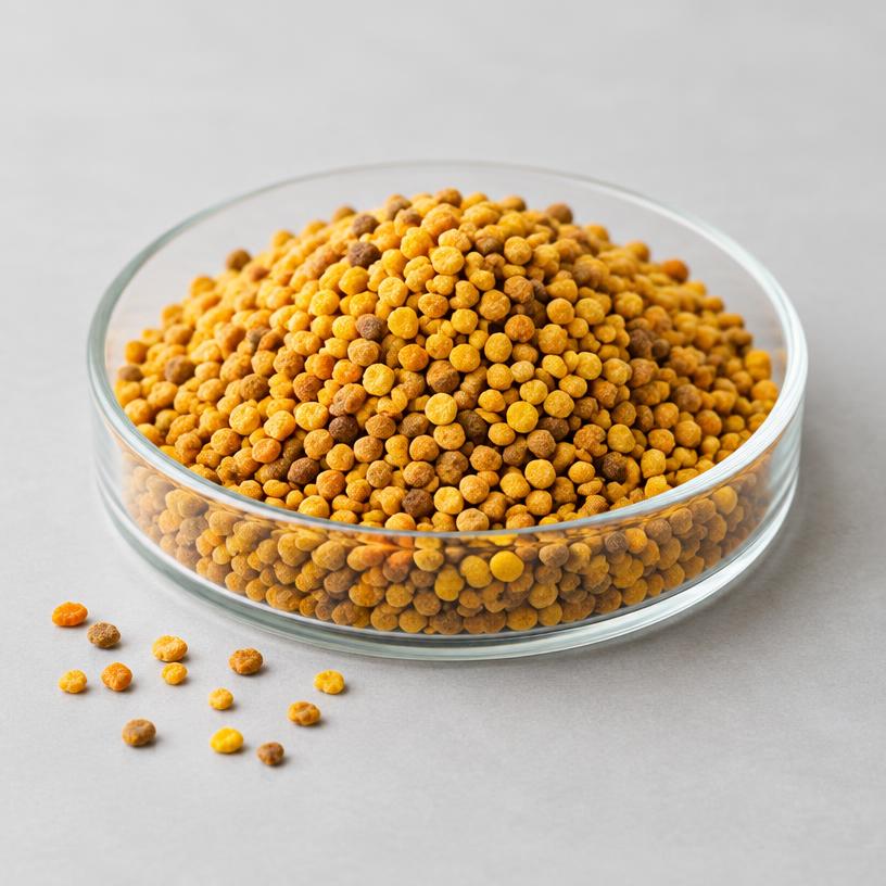 Bee Pollen Powder — Food Grade — studio photograph of granules or milled powder, presented as a B2B sourcing category illustration