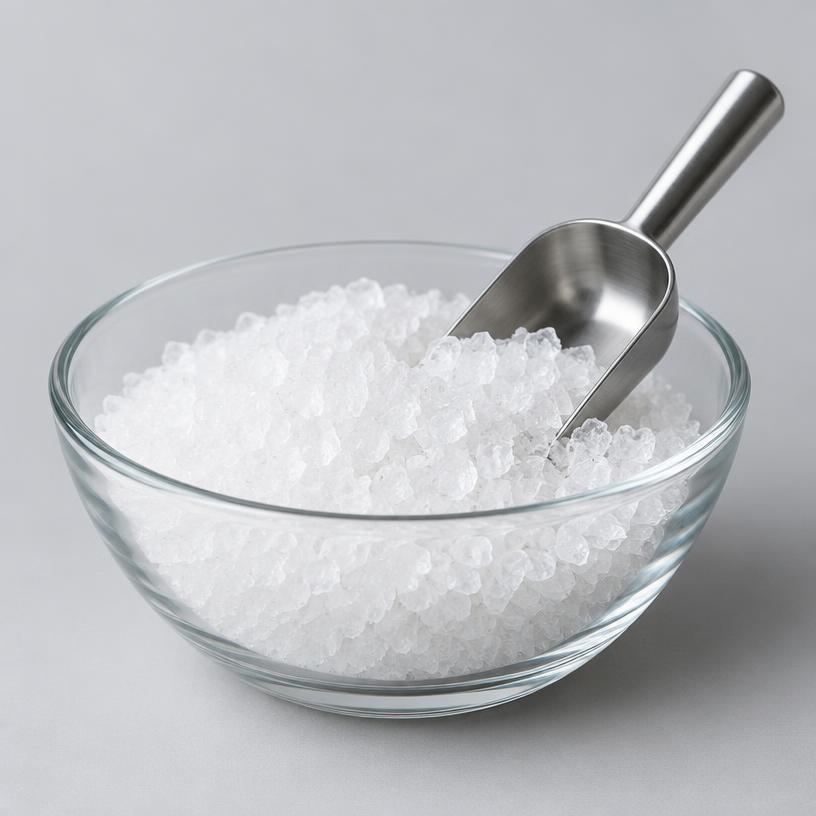 Betaine Hydrochloride — Supplement Grade — studio photograph of white crystalline powder, presented as a B2B sourcing category illustration