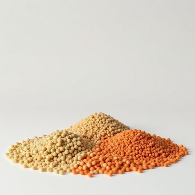 Bio-based coloured masterbatch pellets shown as a neutral studio product photograph