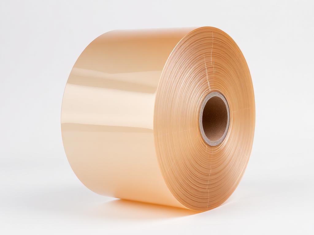 Reel of clear biaxially oriented nylon packaging film on a neutral studio background