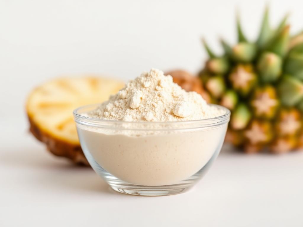 Bromelain — studio photograph of the light beige powder as supplied in bulk