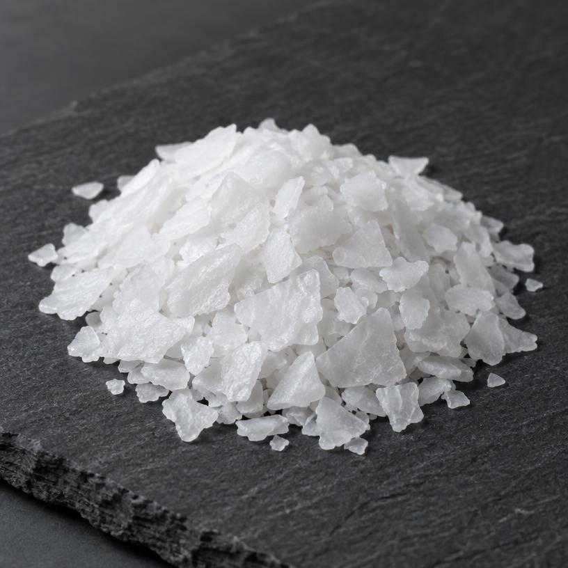 Butylated Hydroxytoluene (BHT) — Food Grade — studio photograph of white crystalline powder or flakes, presented as a B2B sourcing category illustration