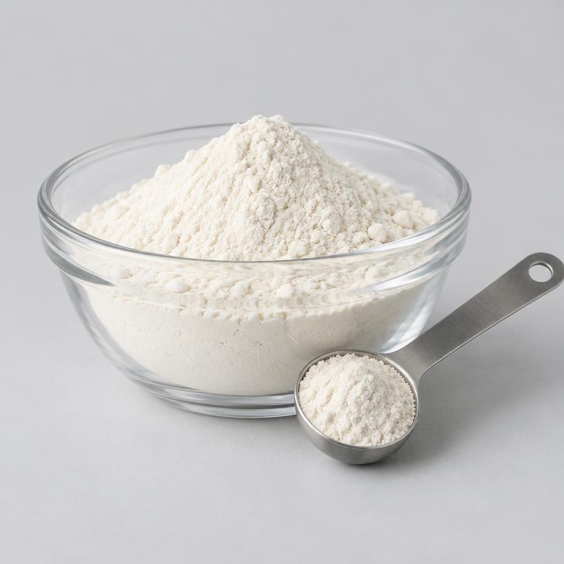 Calcium Bisglycinate — Food & Nutraceutical Grade — studio photograph of white to off-white powder, presented as a B2B sourcing category illustration