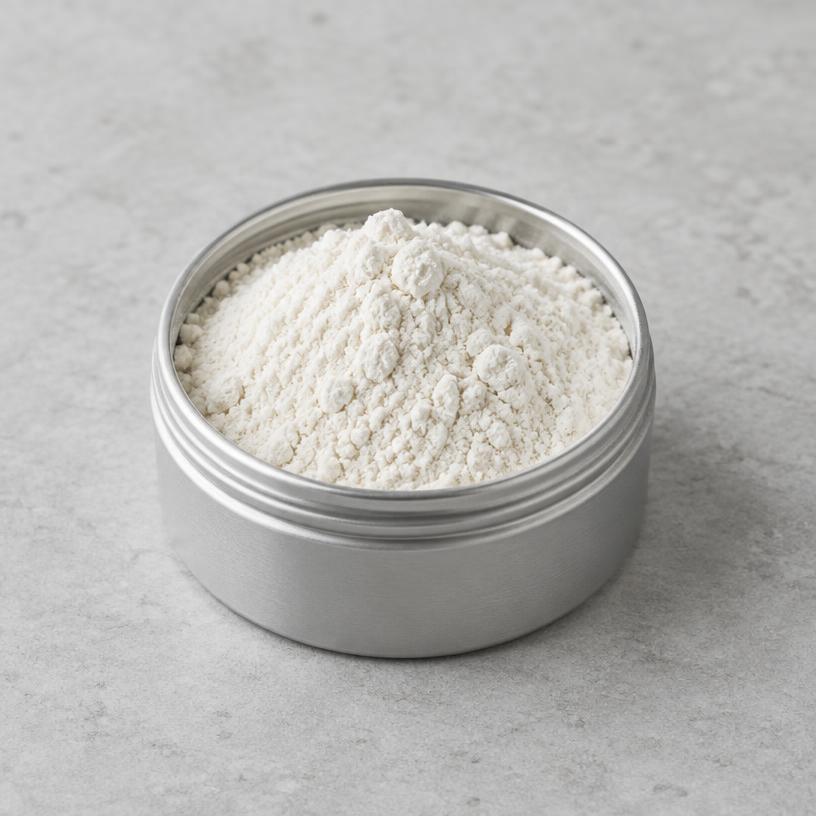 Calcium Fructoborate — Food & Nutraceutical Grade — studio photograph of white to off-white powder, presented as a B2B sourcing category illustration