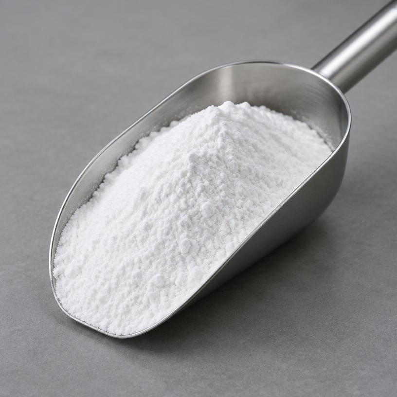Calcium Laurate — Industrial Grade — studio photograph of white fine powder, presented as a B2B sourcing category illustration