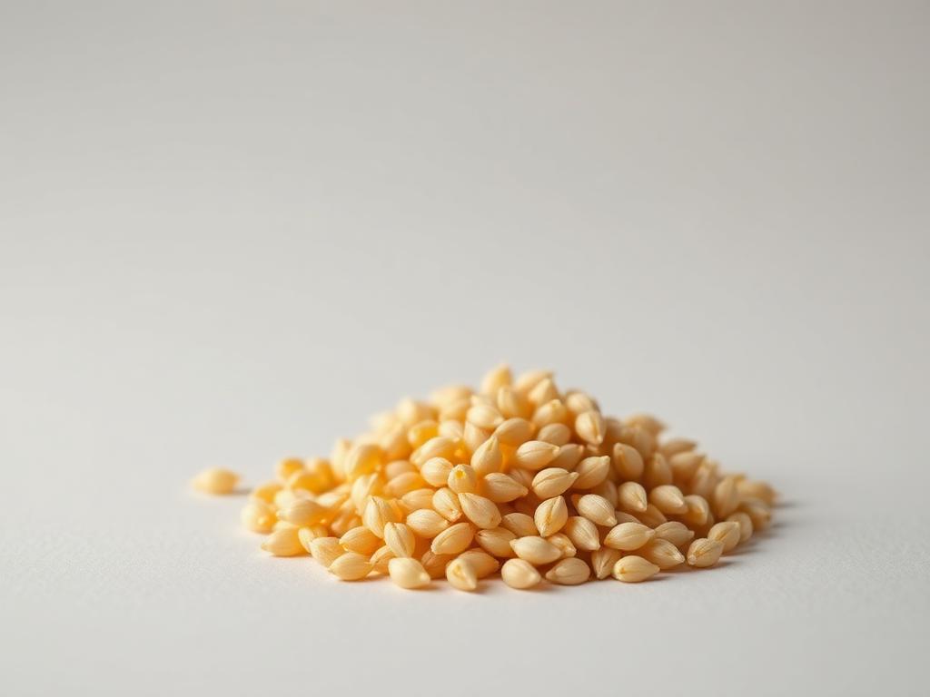 Canary seed for sowing shown as a neutral studio product photograph of certified planting seed in bulk