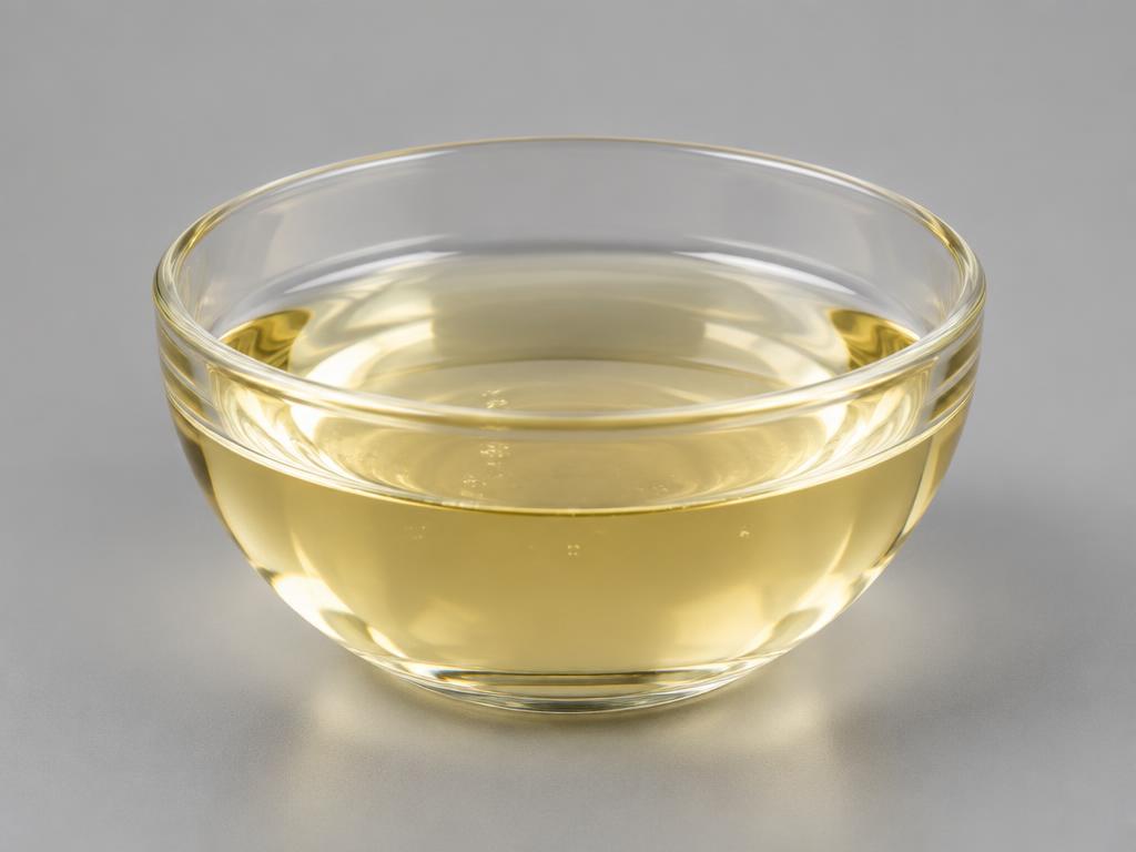 Caprylhydroxamic Acid / Ethylhexylglycerin Blend — studio photograph of a transparent faintly golden liquid in a round glass laboratory bowl