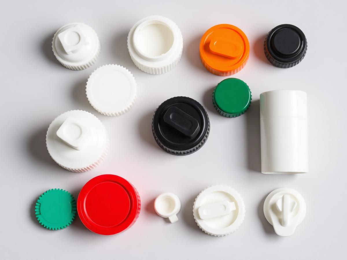 Assorted plastic screw, tamper-evident, flip-top and dispensing closures — product illustration