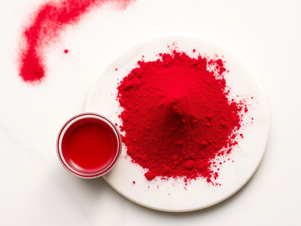 Carmine (Cochineal Extract) — studio photograph of the red to crimson powder or liquid as supplied in bulk