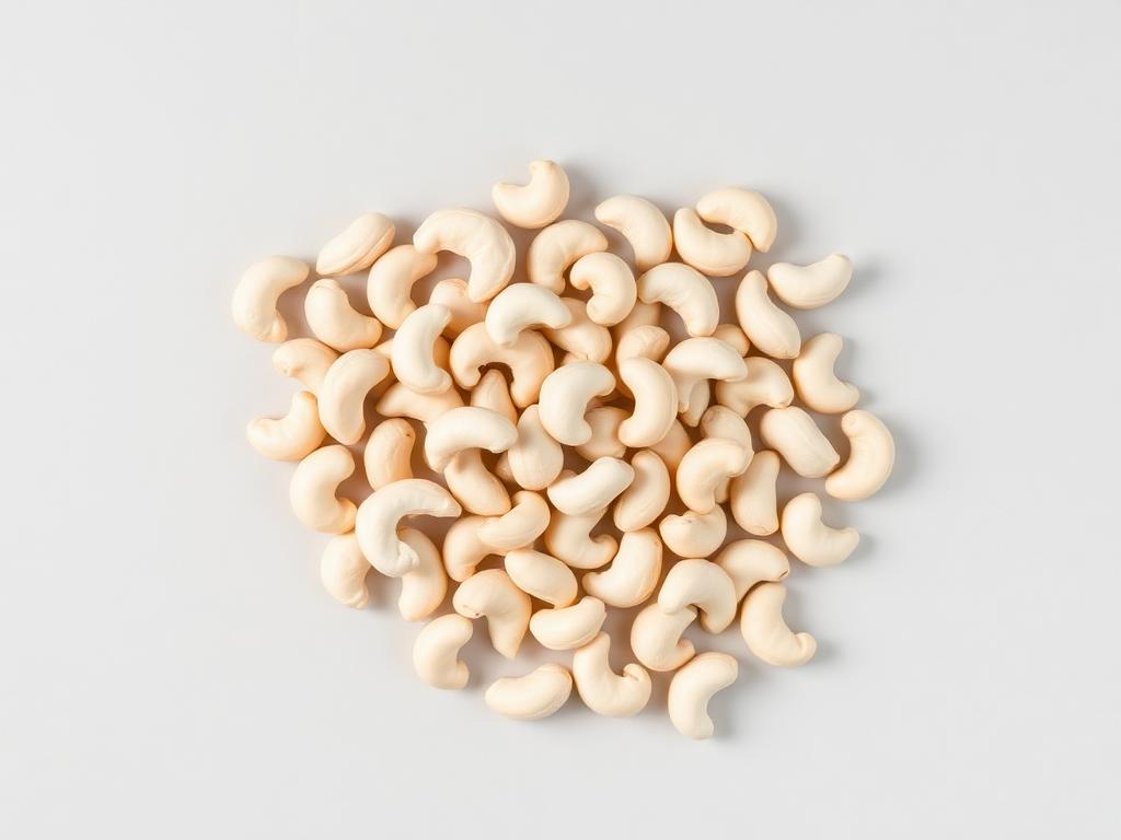 Cashews shown as a neutral studio product photograph of the bulk material