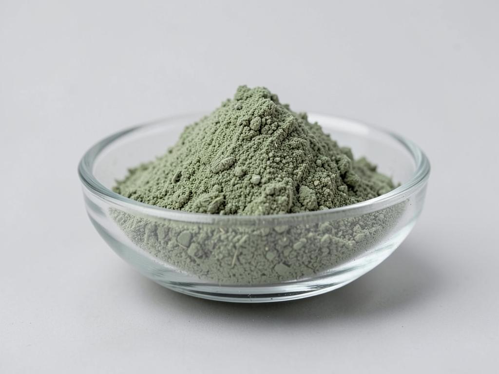 Celery Leaf Powder shown as a dried milled botanical powder in a shallow dish in a neutral studio photograph