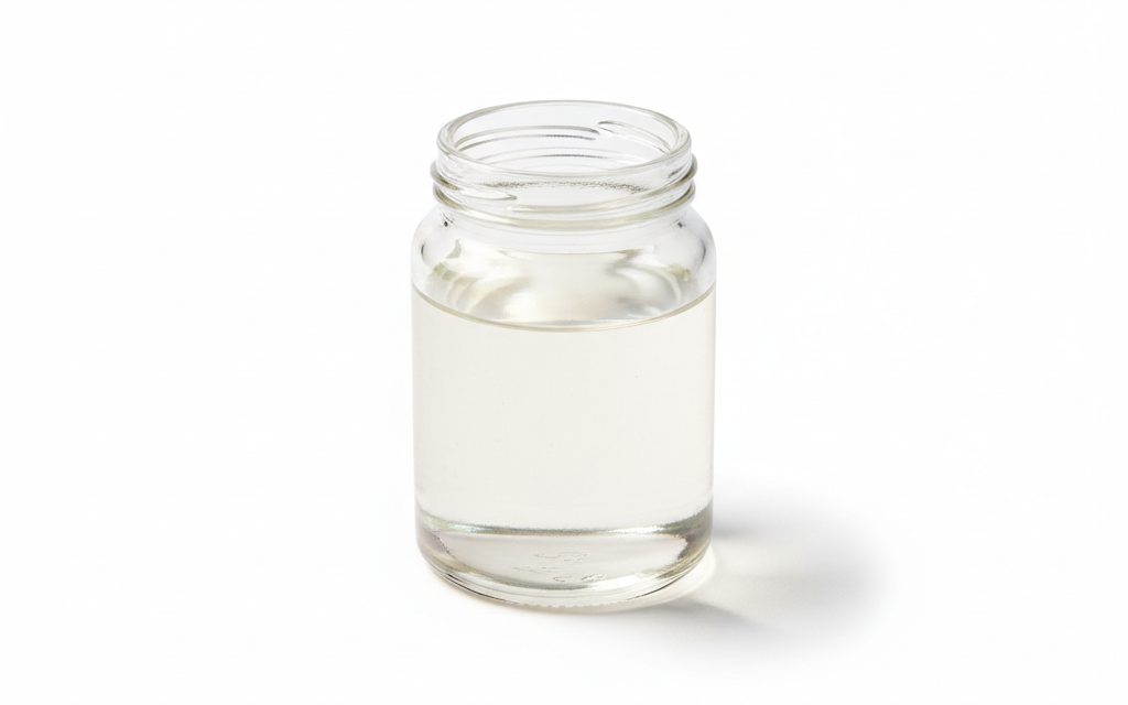 Grade confirmed at quotation — a clear to slightly hazy, colorless to pale yellow aqueous liquid typically sold at 25-30% concentration, studio product photograph