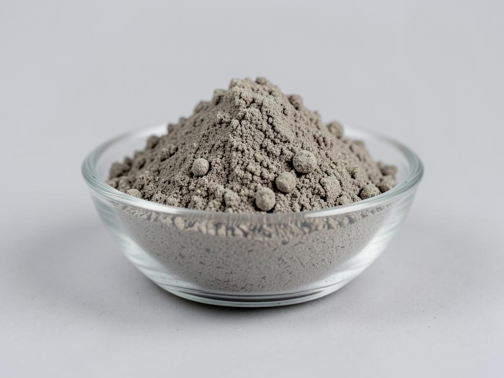 Chaste Berry Powder shown as a dried milled botanical powder in a shallow dish in a neutral studio photograph