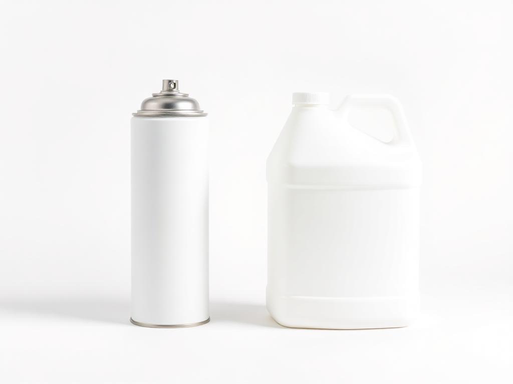 Studio category illustration for Release Agents — unbranded industrial aerosol and jug