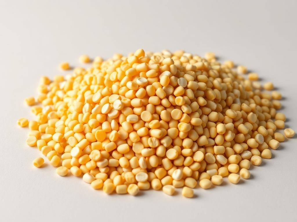 Corn Maize seed for sowing shown as a neutral studio product photograph of certified planting seed in bulk
