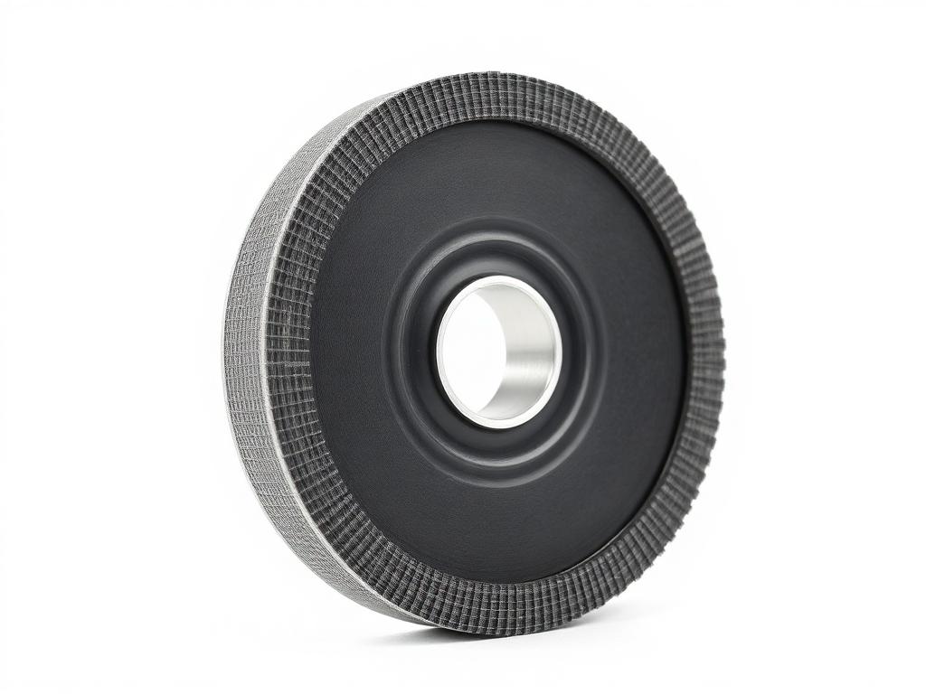 Edge-on view of a thin cut-off wheel showing its slim cross-section and fibreglass mesh reinforcement