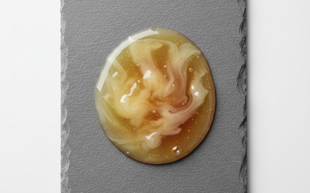 Grade confirmed at quotation — cloudy, viscous yellow to amber liquid that may require warming to clarify, derived from plant sugars and alcohols, studio product photograph