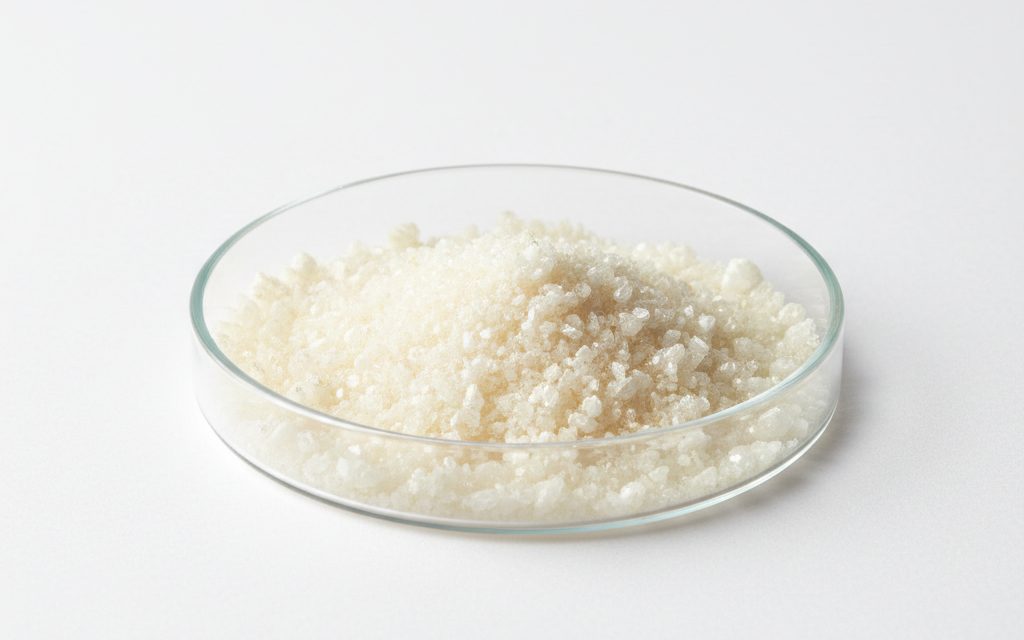 Grade confirmed at quotation — off-white to light yellow crystalline powder that is nearly odorless and exhibits high purity in dry bulk form, studio product photograph