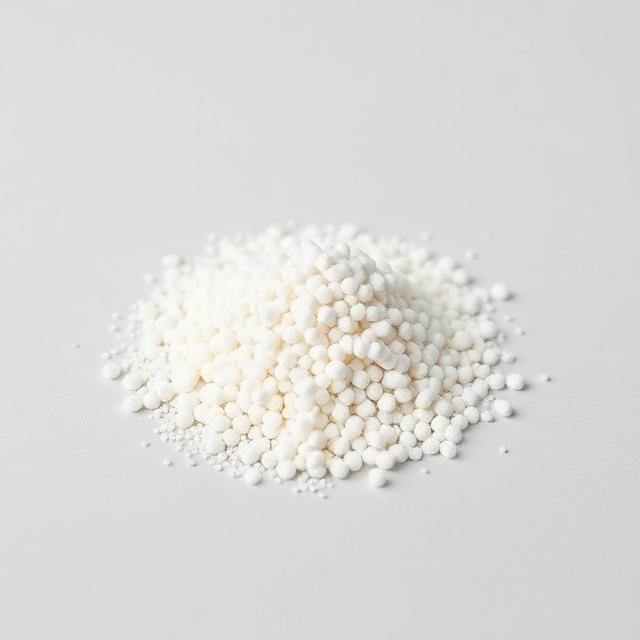 White desiccant masterbatch pellets shown as a neutral studio product photograph