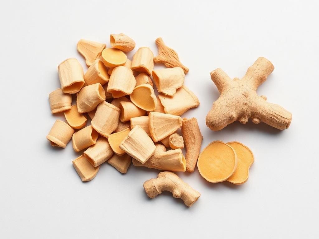 Dried Ginger shown as a neutral studio product photograph of the bulk material