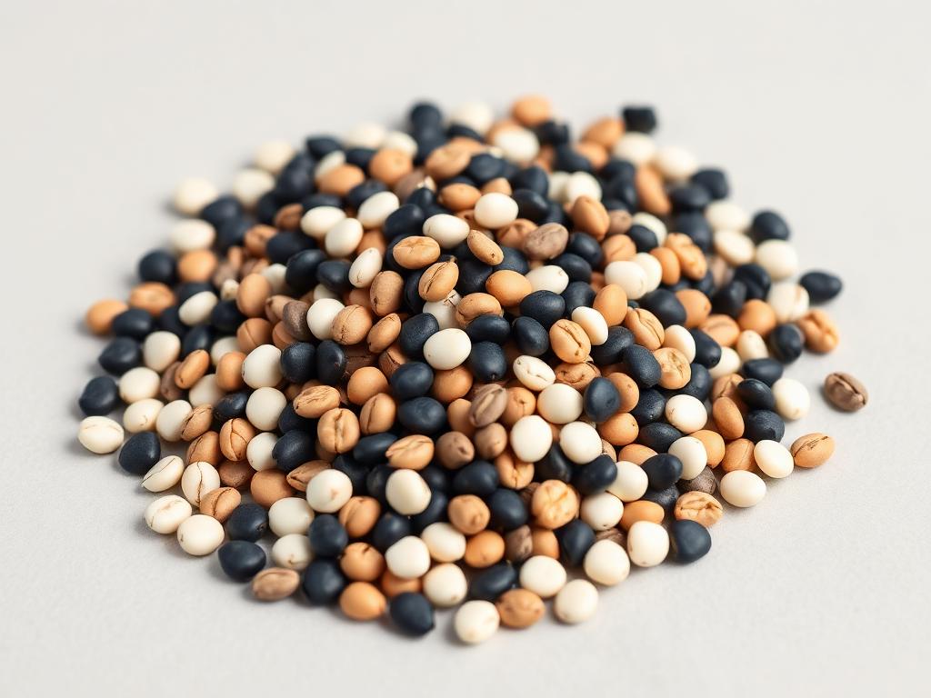 Dry Bean seed for sowing shown as a neutral studio product photograph of certified planting seed in bulk