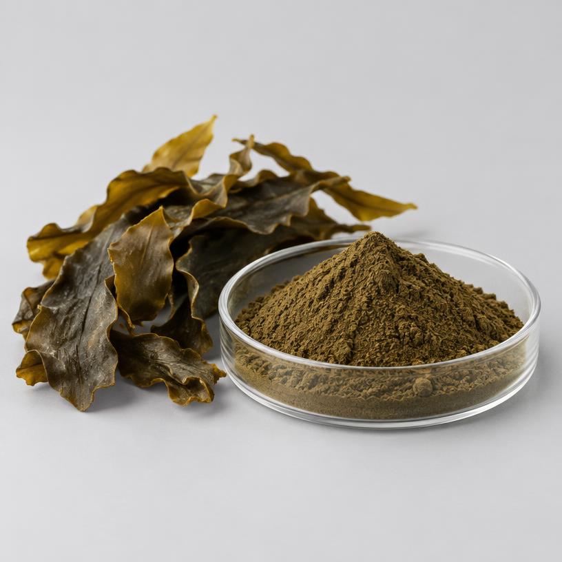 Ecklonia Cava Extract — Supplement Grade — studio photograph of fine extract powder, presented as a B2B sourcing category illustration
