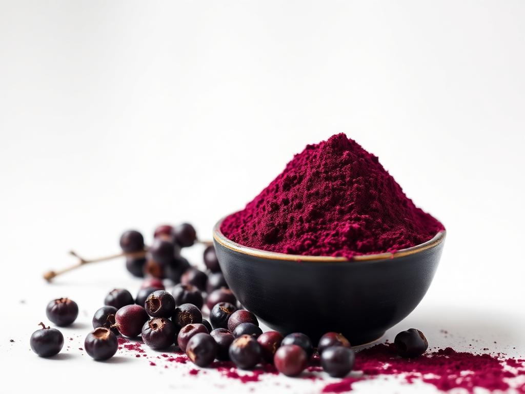 Elderberry Anthocyanin — studio photograph of the deep red-purple powder or liquid concentrate as supplied in bulk