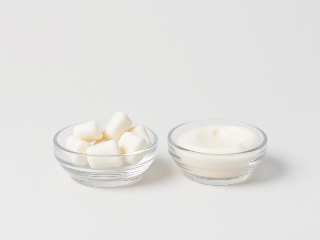 Studio category illustration for Emulsifiers & Cream Base Ingredients — emulsifying wax pastilles and white cream base
