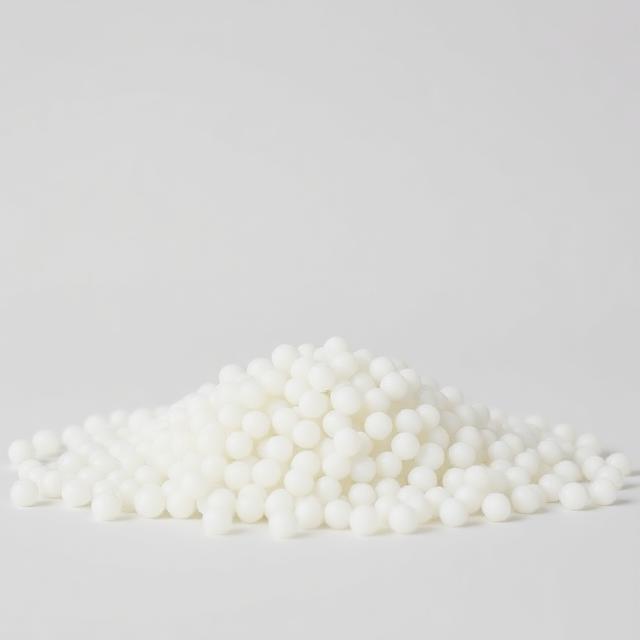 Expandable polystyrene resin beads shown as a neutral studio product photograph