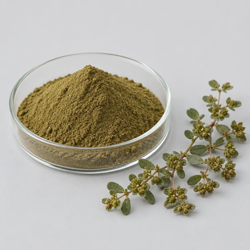 Euphorbia Prostrata Extract — Supplement Grade — studio photograph of fine extract powder, presented as a B2B sourcing category illustration
