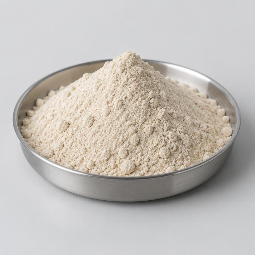 Ferric Pyrophosphate — Food & Nutraceutical Grade — studio photograph of off-white to tan powder, presented as a B2B sourcing category illustration