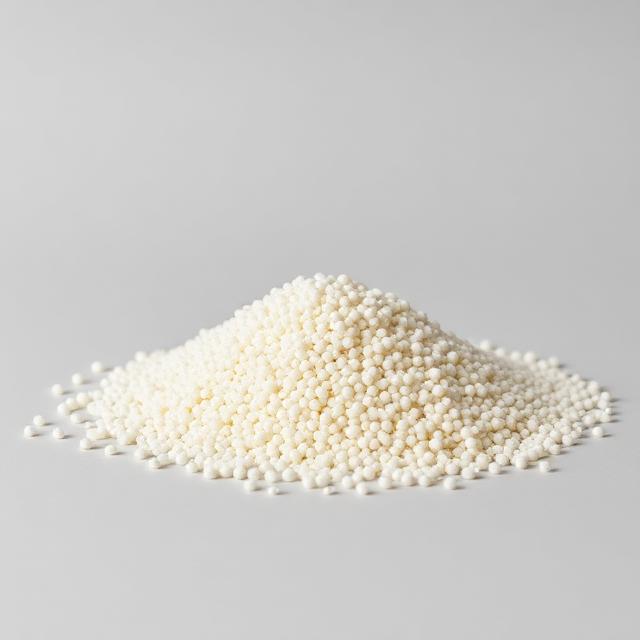Flame retardant masterbatch pellets shown as a neutral studio product photograph