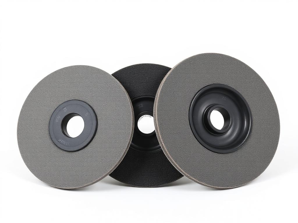 Flap discs shown side by side in flat and conical backing profiles with different flap coarseness