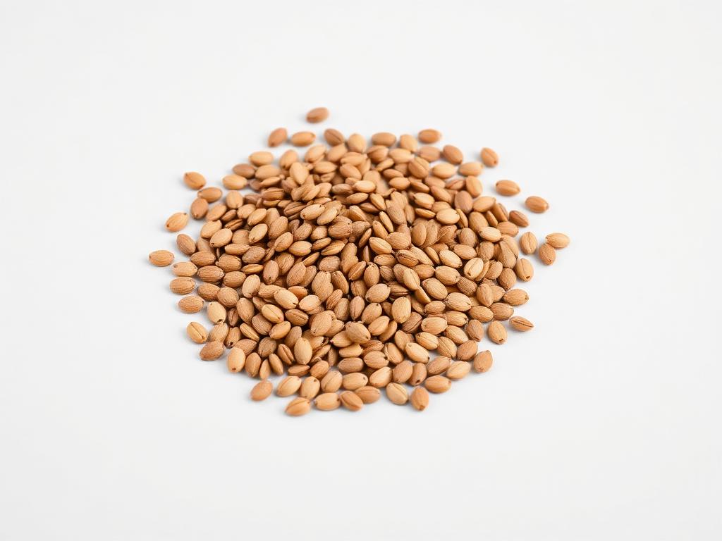 Flax seed for sowing shown as a neutral studio product photograph of certified planting seed in bulk