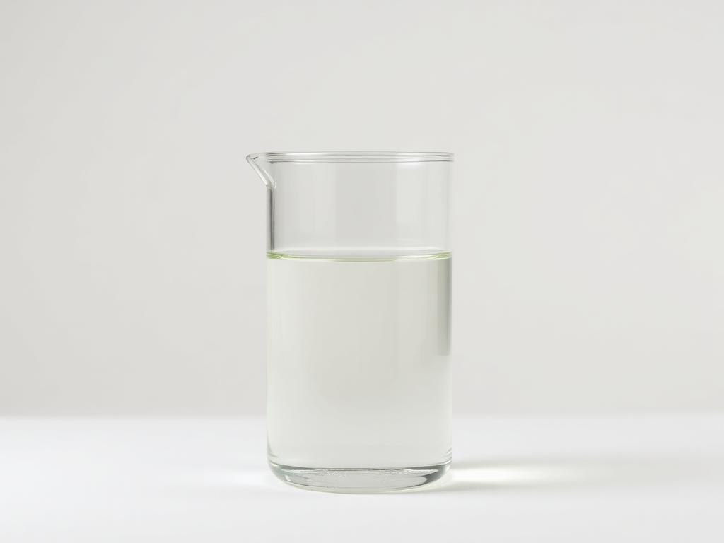 Colorless formic acid solution in a plain glass beaker — studio category illustration
