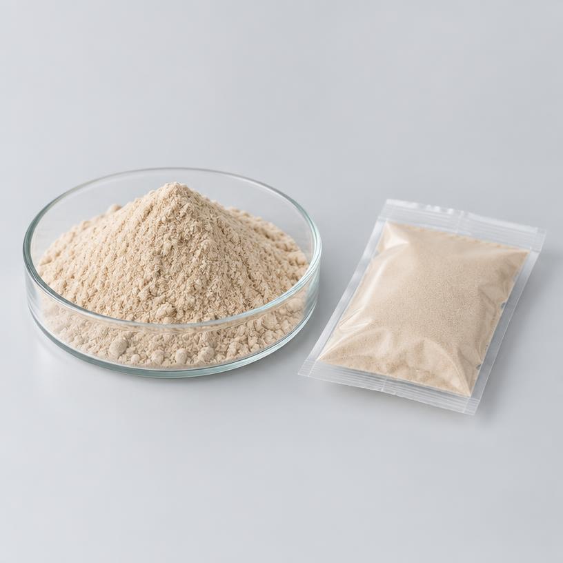 Fungal Diastase — Food Grade — studio photograph of standardised enzyme powder, presented as a B2B sourcing category illustration