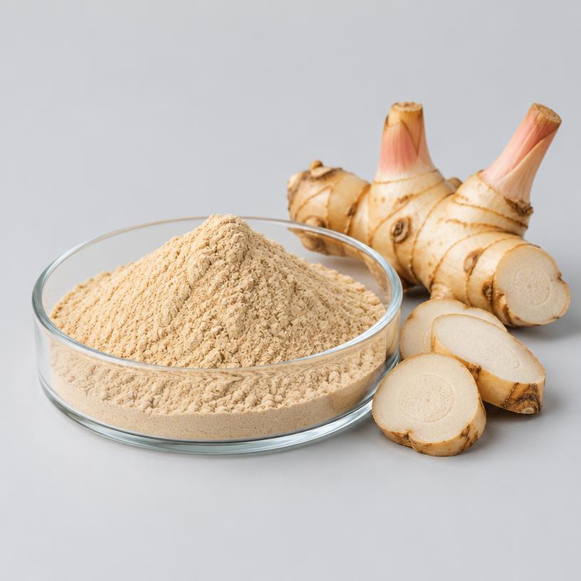 Galangal Root Extract — Supplement Grade — studio photograph of fine extract powder, presented as a B2B sourcing category illustration