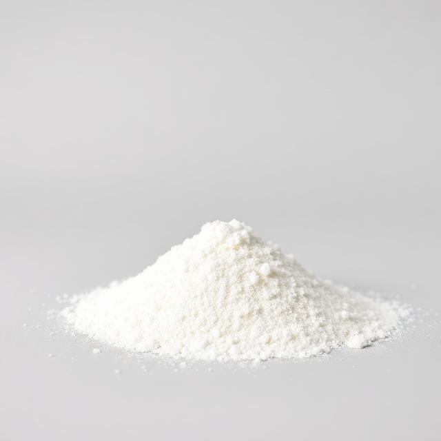 Ultrafine ground calcium carbonate powder shown as a neutral studio product photograph