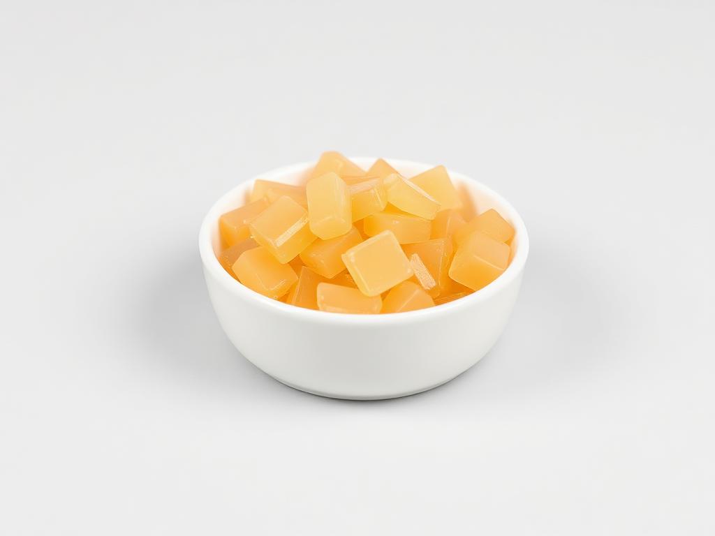 Gelatin shown as a neutral studio product photograph of the bulk material