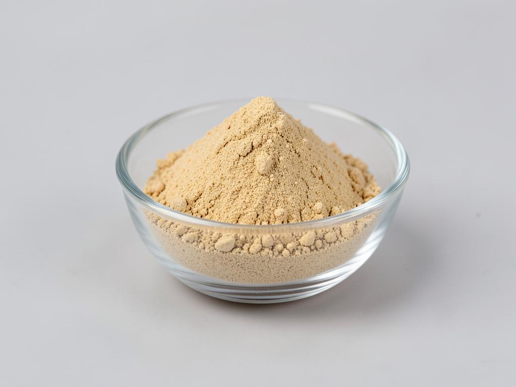 Ginger Extract (Gingerol) shown as a fine concentrated extract powder in a shallow dish in a neutral studio photograph