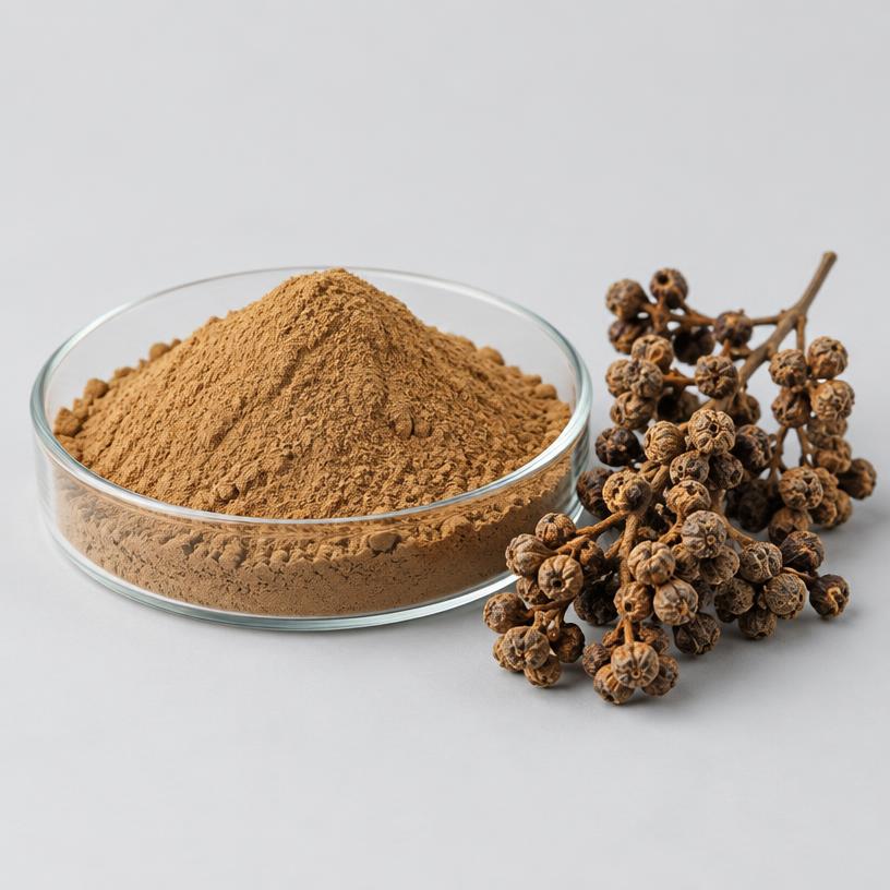 Hovenia Dulcis Extract — Supplement Grade — studio photograph of fine extract powder, presented as a B2B sourcing category illustration